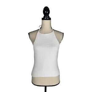 NEW $98  525 America White Knit Cropped Halter Sweater Tank     Size: M